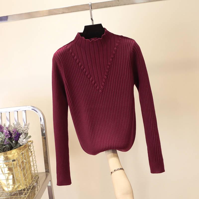 Knitting Sweaters Large Size Sweater Woman Medium and Long Section High Collar Sweater Winter