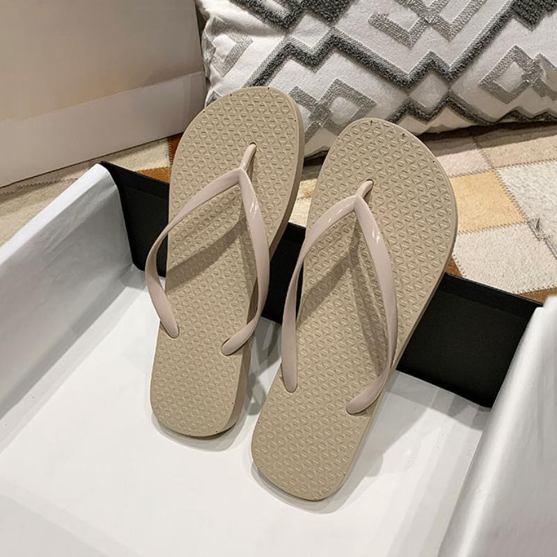 Flip-flops Women's Summer Solid Color Clip Toe Non-slip Bathing Bathroom Flat Sandals Slippers Fashion Beach Slippers