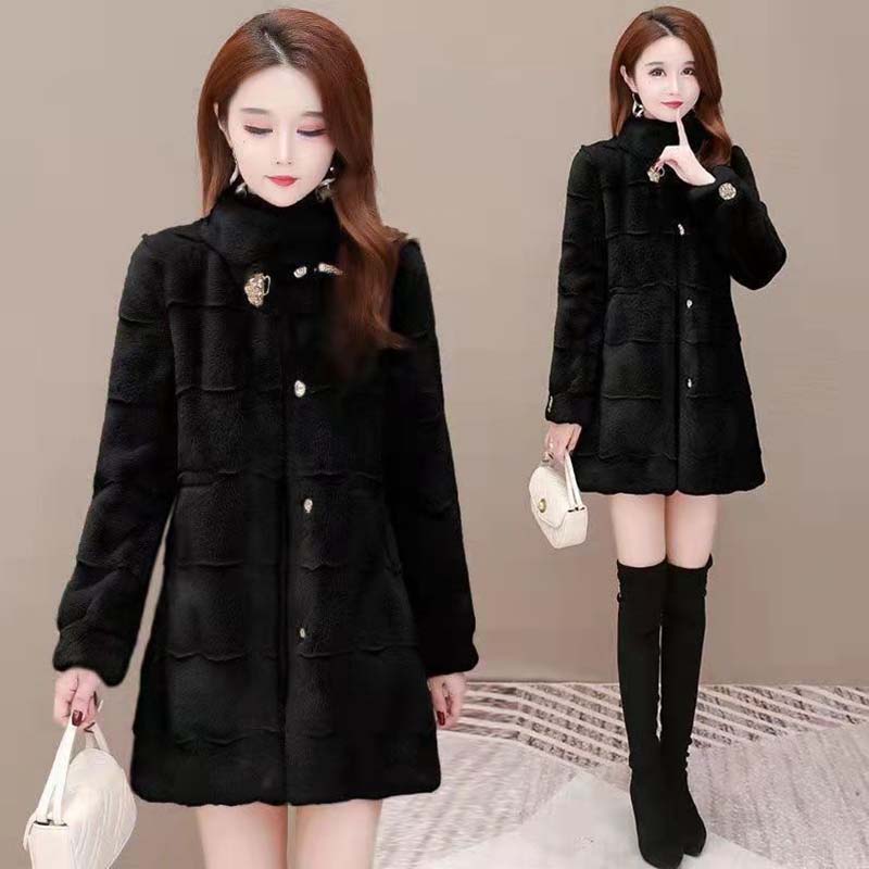 Mom's Winter Coat Mid-length Faux Fur Mink Velvet Fur Coat Thickened Large Size Foreign Style To Keep Warm