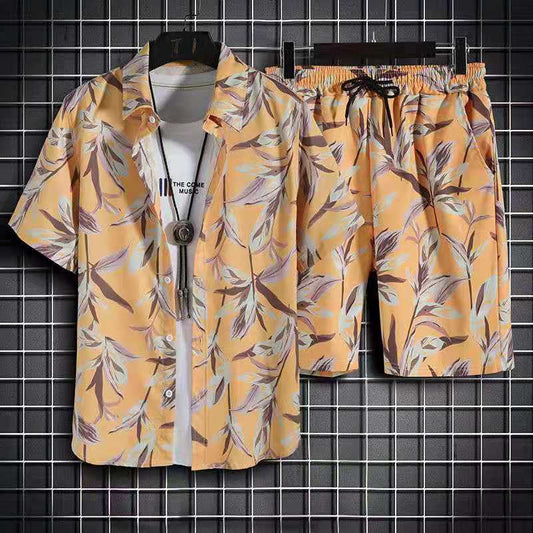 Summer Beach Suit Men's Loose Casual Sports Quick-drying Beach Pants Shirt Couple Suit