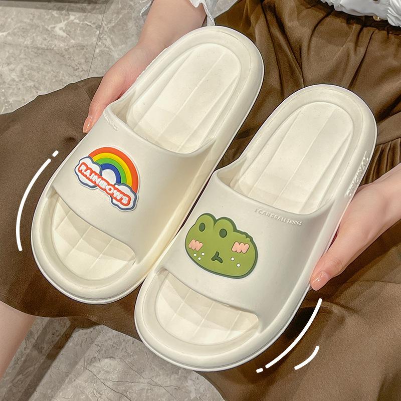 Soft Slippers Women Summer Outdoor Wear Home Indoor Bath Non-slip Thick Bottom Home Couple Cute Sandals Men