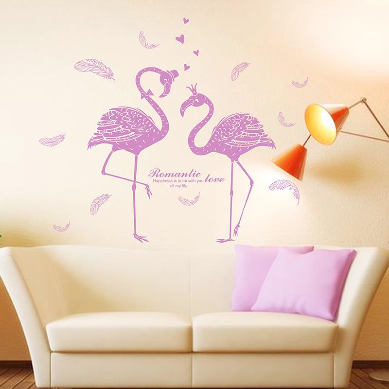 New warm bedroom living room couple flamingo porch wall decoration removable pvc wall stickers