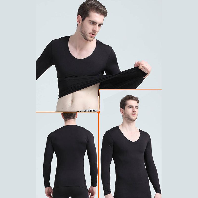 Men Winter Thermal Underwear V-neck Male  Autumn Clothes Tight Suit Thicken Windproof Comfortable Soft Lining Long Sleeve High Elasticity Slim