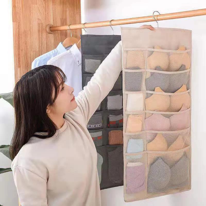 36 Pockets Household Underwear Storage Hanging Bag Panties Socks Bra Closet Double-sided Hanging Storage Bag Storage Artifact Organize Hanging Bags