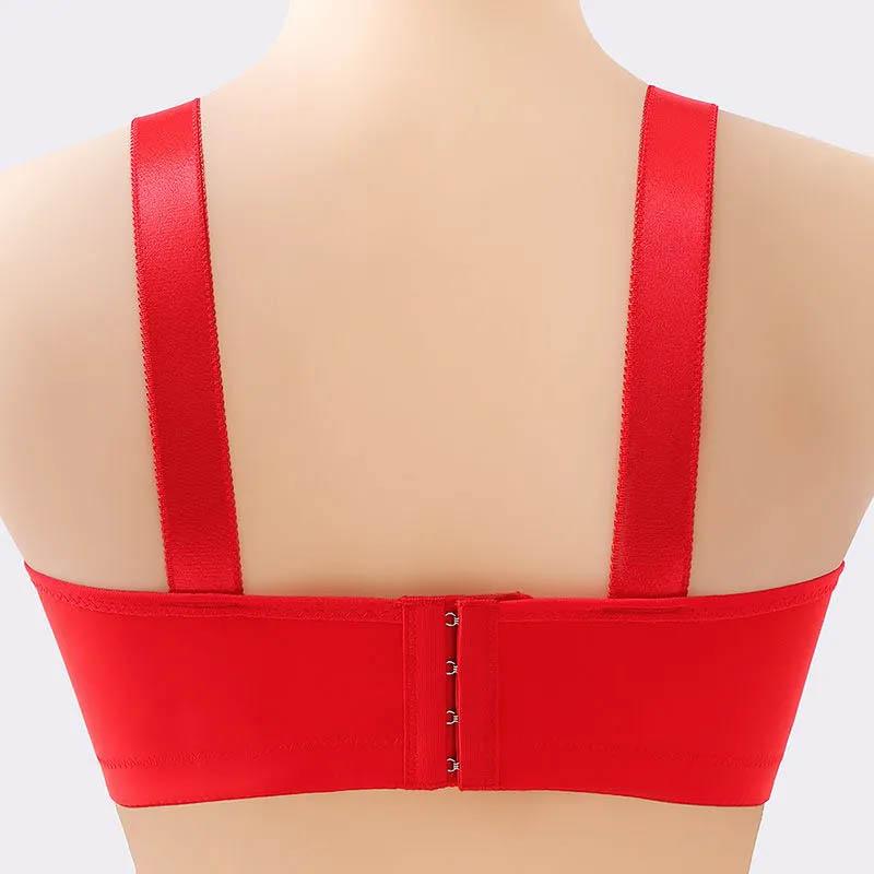 Women's Thin Breathable and Comfortable Large Size Gathered Anti-sagging Beautiful Back No Steel Ring To Receive The Auxiliary Breast Bra