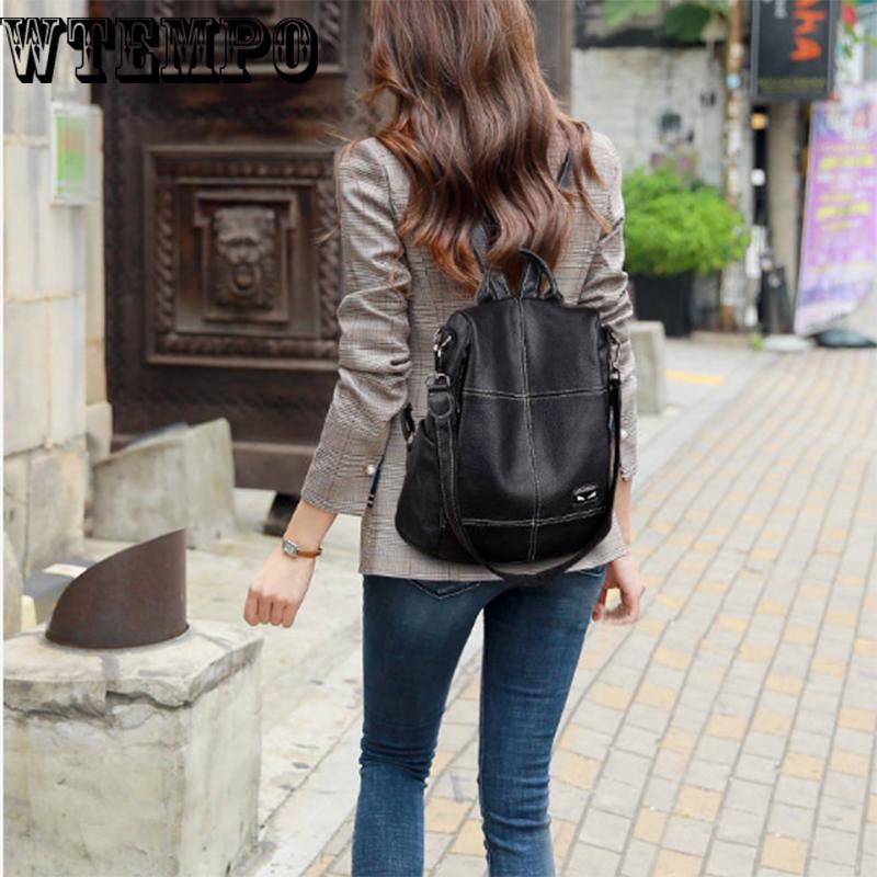 Women Backpack Leather School Bags For    Female Tassel Small Backpack