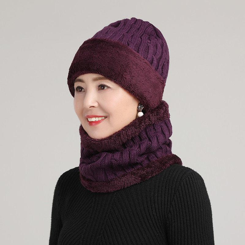 Winter Hats and Scarves 2-piece Woolen Cold-proof Earmuffs Plus Velvet Thick Warm Knitted Hat