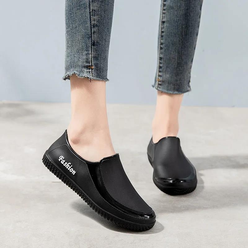 Shallow Mouth Rain Boots Women's Outer Wear Waterproof Non-slip Low-top Short Water Shoes Women's Kitchen Work Wear-resistant Rubber Shoes