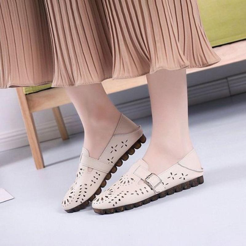 Tendon Bottom Two-wear Peas Shoes Women Flat Sandals Single Shoes Hollow Peas Shoes All-match One-legged Lazy Slippers Loafers