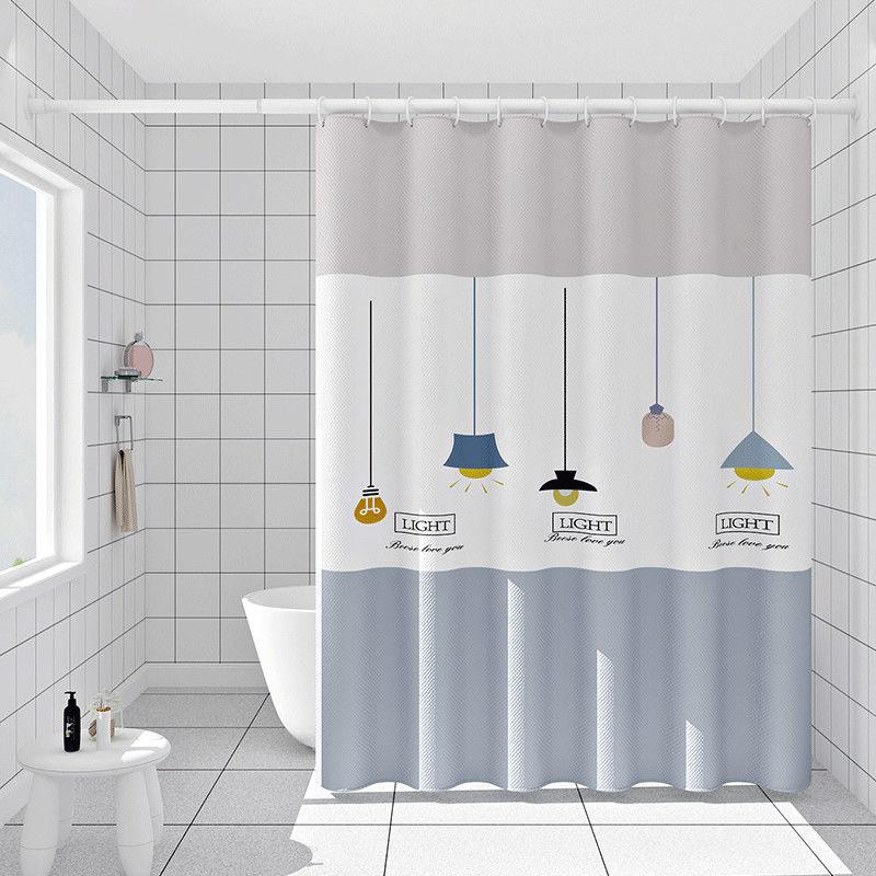 Bathroom Shower Curtain Free Perforated Waterproof and Mildew-proof Partition Curtain Bathroom Thickened Water Retaining Curtain