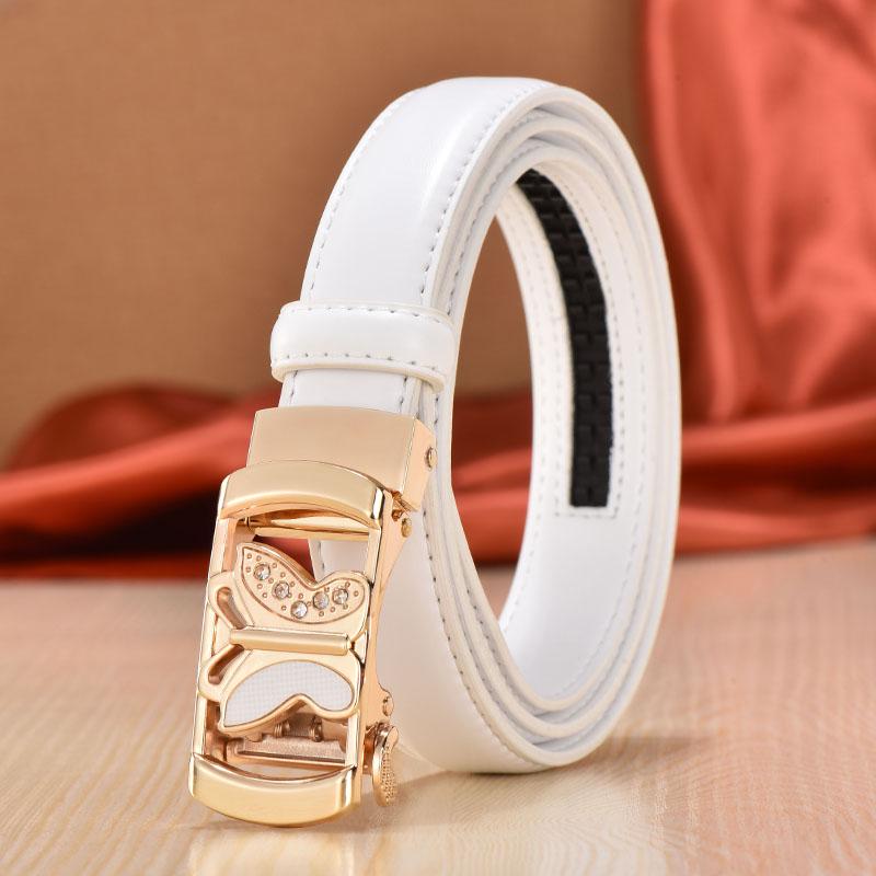 Girls belt leather automatic buckle thin belt leather fashion wild ladies pants belt