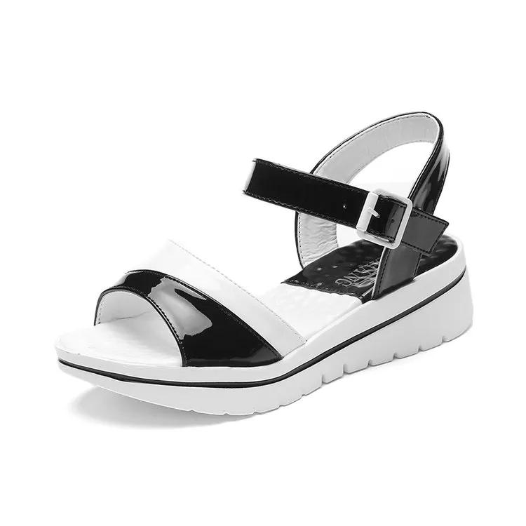 Summer Color-blocking Thick-soled Sandals Women's Mid-heel Wedge Sandals Casual All-match Student Platform Sandals Non-slip Waterproof