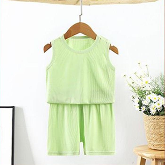 Children's Pajamas Summer Thin Boy's Cotton Sleeveless Vest Shorts Set Baby's Air Conditioning Clothing Girls' Home Clothes