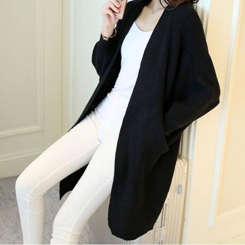 Mid-length Loose Knit Cardigan Batwing Sleeve Outer Sweater Autumn and Winter Fashion Casual Coat