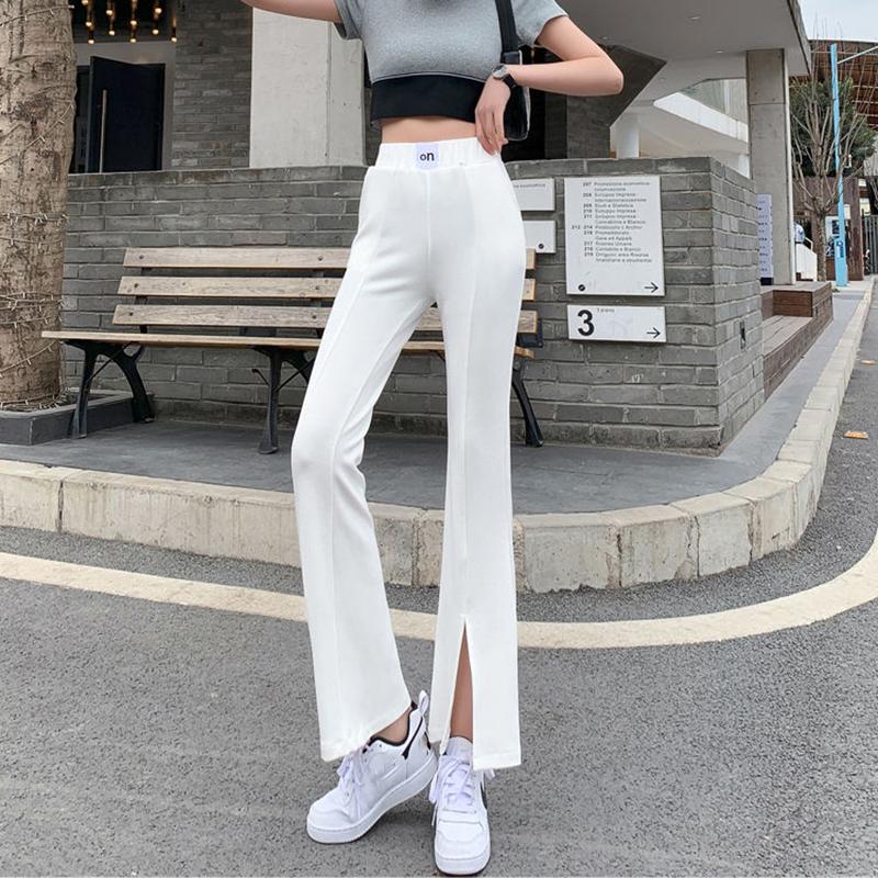 WTEMPO Summer Women Flare Long Pants Casual Ladies Bell Bottoms Large Size S-L Split Fork Trousers