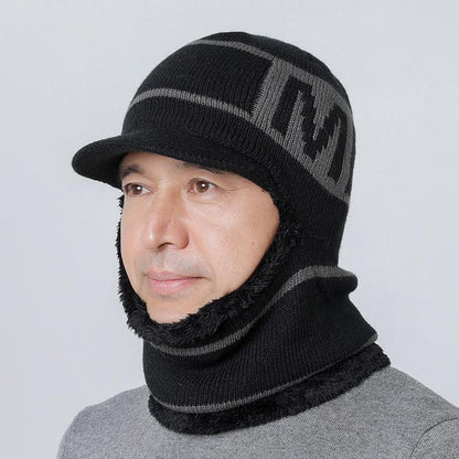 Men and Women Winter Visor Beanie Beanie with Brim Cap Knit Fleece Lined Warm Hat