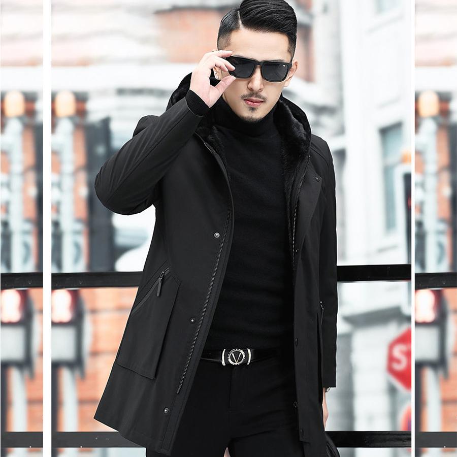 Men Winter Imitation Mink Fur Detachable Liner Thick Imitation Fur Jacket