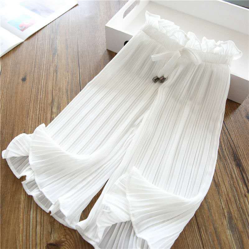 Children's Pants Summer Girls Casual Wide Leg Pants Lace Chiffon Waist Baby Anti-mosquito Casual Pants Ruffles Air-conditioning Pants