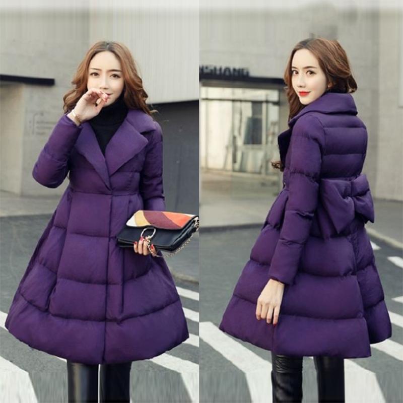 Women's Solid Color Down Jacket Mid-length Down Jacket Winter Korean Style Loose Coat Warm Stand-collar Down Jacket Quilted Jacket