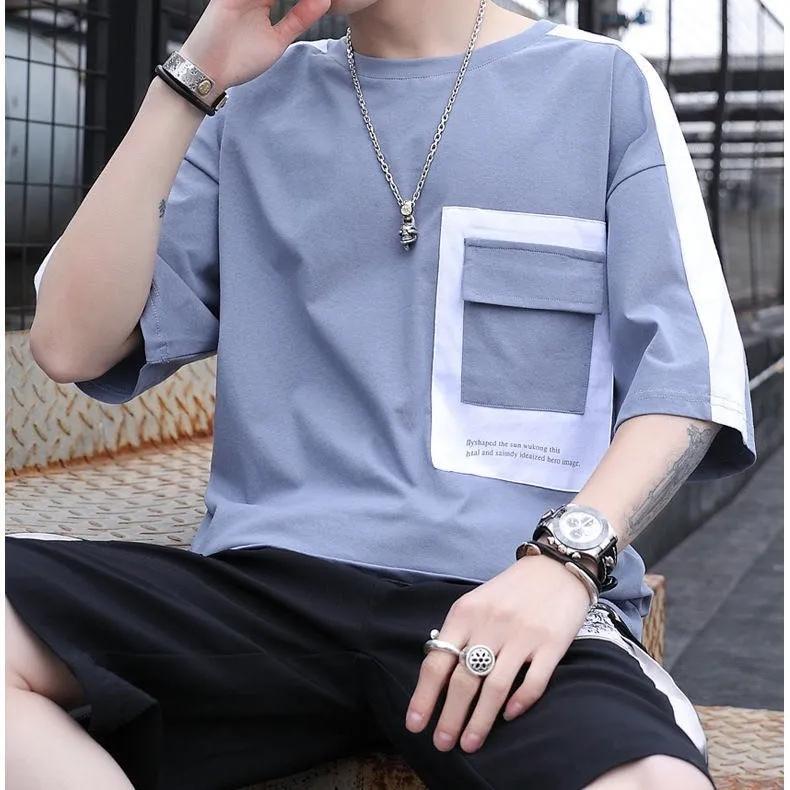 Summer Suit Male Teenager Student Korean Version Handsome Casual Sports Short-sleeved Shorts Boys Clothes Set