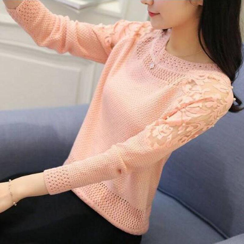 Lace Sweater Sweater Women's Large Size Loose Long-sleeved Shirt Autumn Fashion Hollow