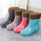 Female Adult Mid-tube Rain Boots Autumn and Winter Rain Boots  Rubber Shoes Non-slip Plus Velvet Cotton Warm Waterproof Shoes