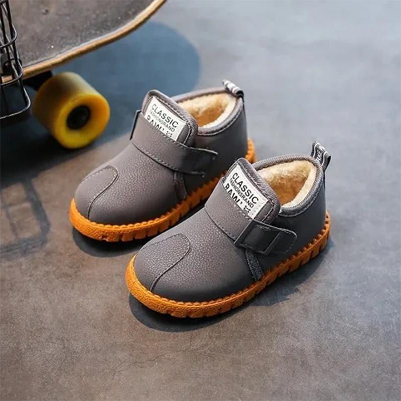 Winter Children's Snow Boots Girls Plus Velvet Thick Cotton Shoes Boys Warm Martin Boots Baby Flat Non-slip Short Boots