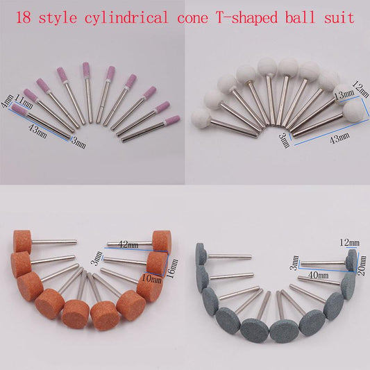 18 Style 10 Pcs 3mm Emery Grinding Head Set Grinding Wheel Grinding Head Mini Electric Grinding Grinding Head