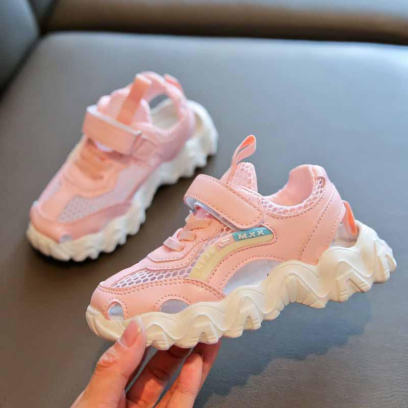 Size 26-36 Child Sneakers Leather Beach Sandals Kids Non-slip Breathable Basketball Shoes Lightweight Running Shoes Comfortable Girls Skate Shoes