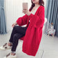 Autumn and Winter Casual Thick Sweater Knitted Cardigan Loose Top Mid-length Solid Color Women's Jacket