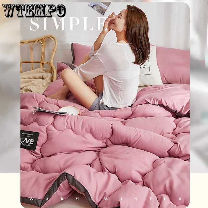 Winter Quilt Solid Color Thickened Washed Quilt Core Three-dimensional Warm Winter Quilt Quilt Double Bedding Bed Linings