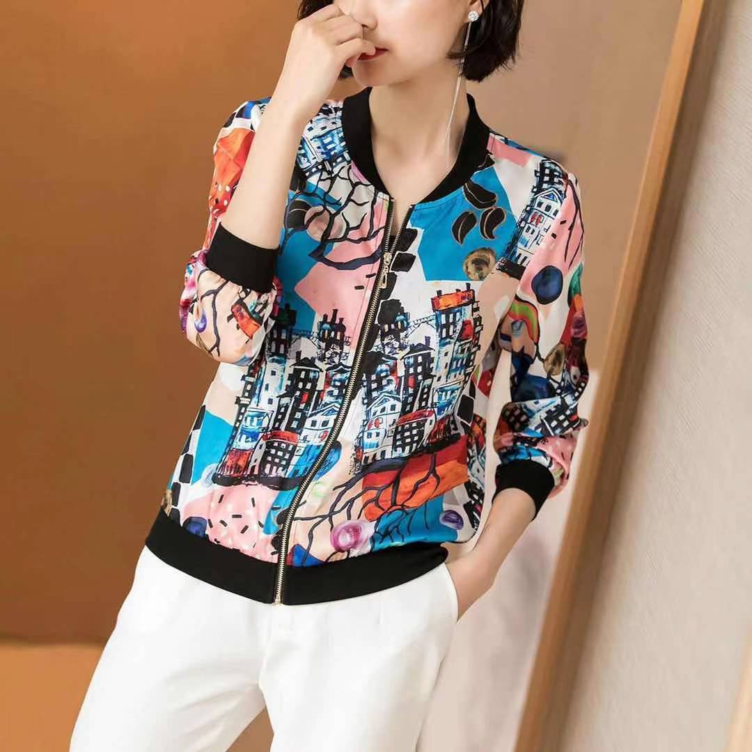 Baseball Uniform Jacket Women's Large Size UV Protection Long-sleeved Age-reducing Thin Cardigan Top