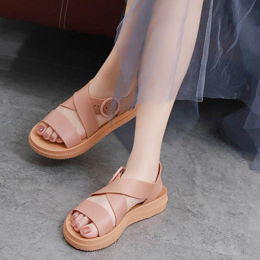 New Plastic Sandals Female Summer Thick Bottom Non-slip Waterproof Rubber Shoes Flat Bottom