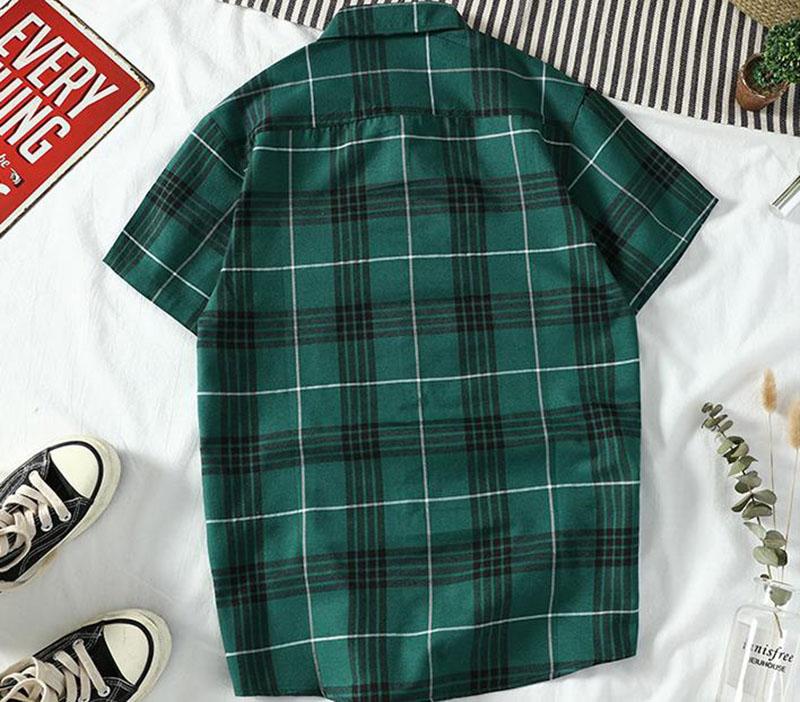 Plus Size Shirt Men T-shirts Button Up Overshirt Plaid Tees Stretch Undies Male Fashion Clothing Long Sleeves Casual Cardigan