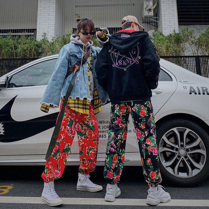 Couple Printed Pants Hip Hop Casual Bloomers Harem Pants Drawstring Pants Men and Women Trends