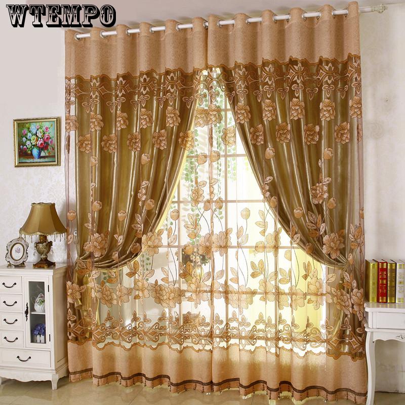 WTEMPO Window Curtain Printed Bedroom Curtain Home Texitle Semi-Blackout Curtain