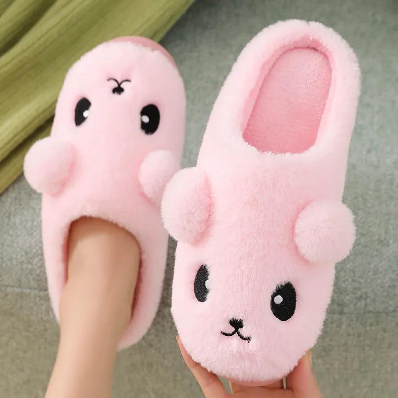 Autumn and Winter Pure Cotton Slippers Indoor Non-slip Soft-soled Shoes Warm Simple Plush Cotton Shoes