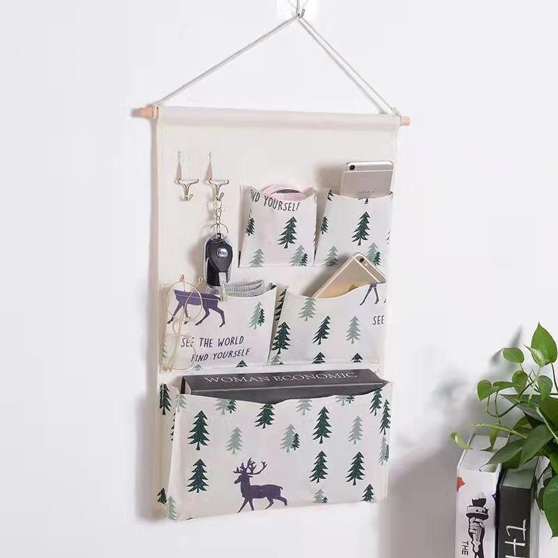 3/7 Pockets Wall Hanging Storage Bag Cute Hanging Bag Wall-mounted Door Rear Wall Shelf Wall Hanging Bag Small Cloth Bag Sundries Storage Bag