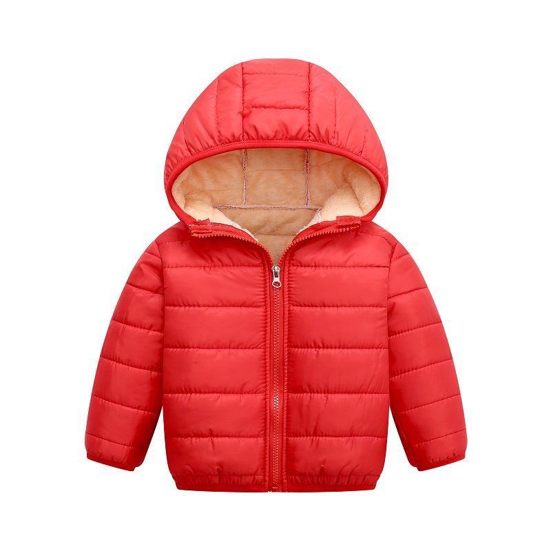 Children's Warm and Windproof Down Cotton Jacket Short Girl Plus Cashmere Coat Lamb Wool