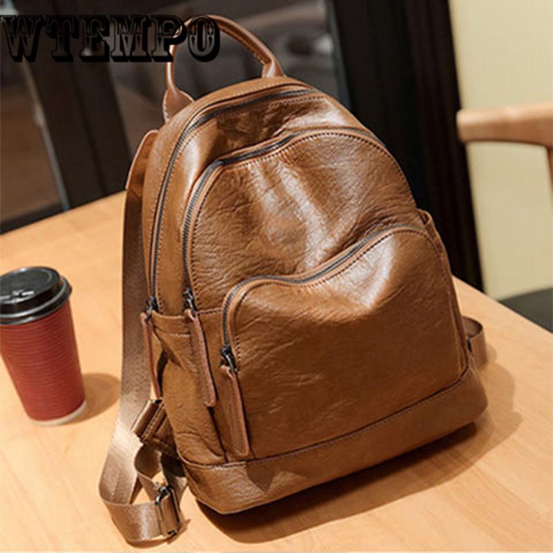 Shoulder Bag Female Leather Solid Color Bag Fashion Casual Travel Backpack Ladies Shoulder Bag