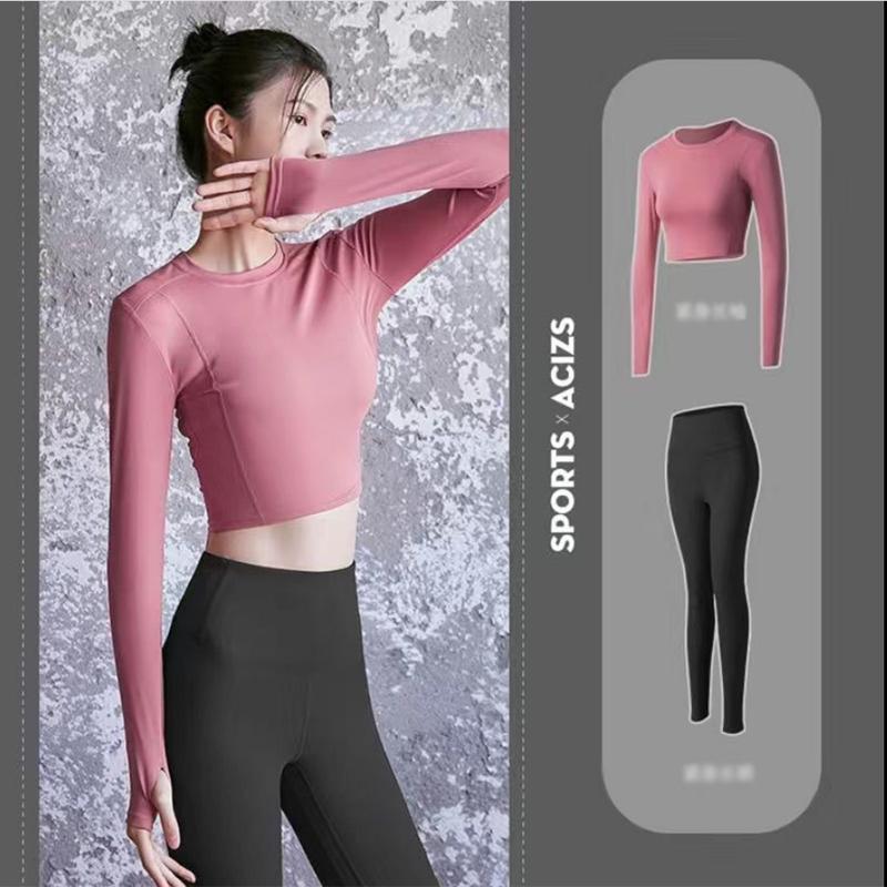 Running Suits Women's Tight High Waist Sexy Yoga Suits Women's Quick-drying Suits Large Size Sports Suits Women's Trousers Long Sleeves