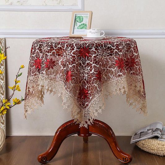 European Style Embroidered Tablecloth Embroidered Rectangular Cover Cloth Hollow Glass Yarn Lace Table Cloth Table Cloth Tea Table Cloth