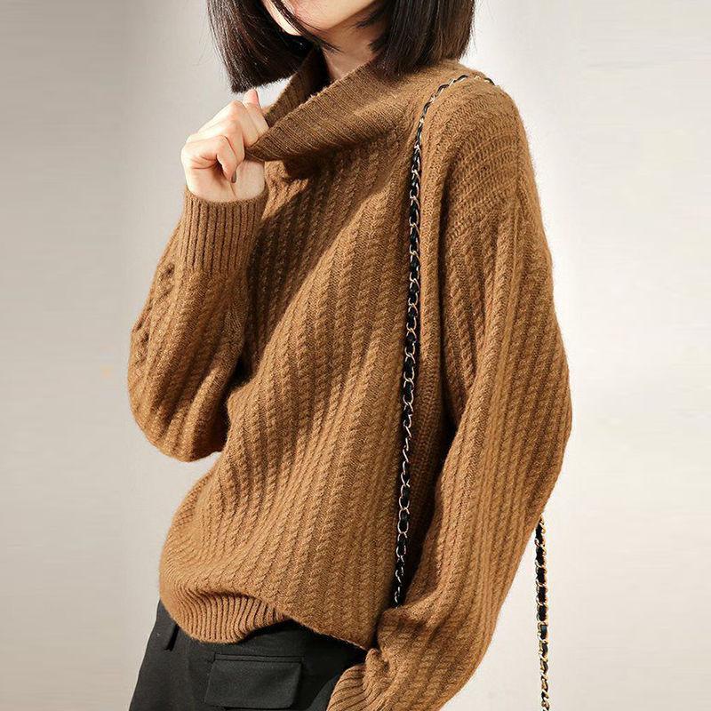 Fall/winter Women's Sweater Women's Half-high Neck Thick Pullover Knit Bottoming Shirt Loose Casual Long-sleeved Top Women