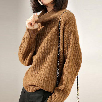 Fall/winter Women's Sweater Women's Half-high Neck Thick Pullover Knit Bottoming Shirt Loose Casual Long-sleeved Top Women