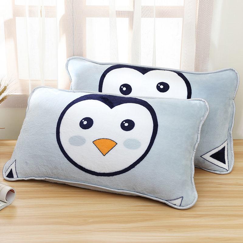 Coral Velvet Pillowcase Flannel Pillow Cover Winter Thicken A Pair of Pure Color Zipper Pillowcases 48*74cm