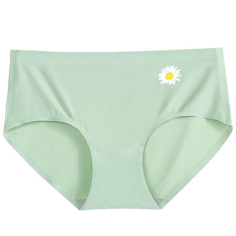 3Pcs/Set Women's Daisy Panties Female Seamless Ice Silk Mid-waist Underpants Ladies Cotton Crotch Briefs