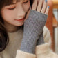 Women's Autumn Winter Plus Velvet Gloves Simple Thickening Warm Half-finger Knitted Gloves Solid Color Elastic Writing Sleeves Wristband Warm Mittens