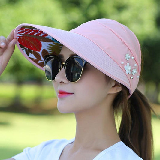 Foldable Summer Hats Women UV Protection Sun Hat Visor Sunscreen Floppy Cap Female Outdoor Beach Hat