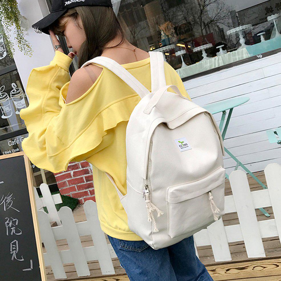 Canvas Backpack College Wind Women Canvas Backpack 2pcs/set Rucksack