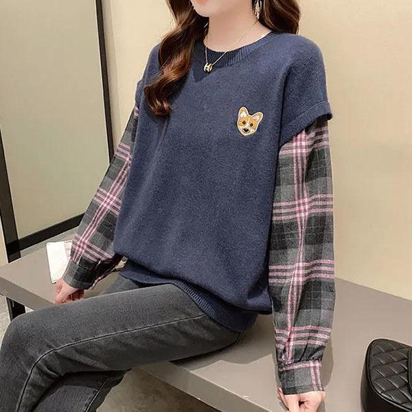 Women's Spring and Autumn Large Size Sweater Loose Versatile Pullover Sweater Long Sleeve Casual Knitted Tops